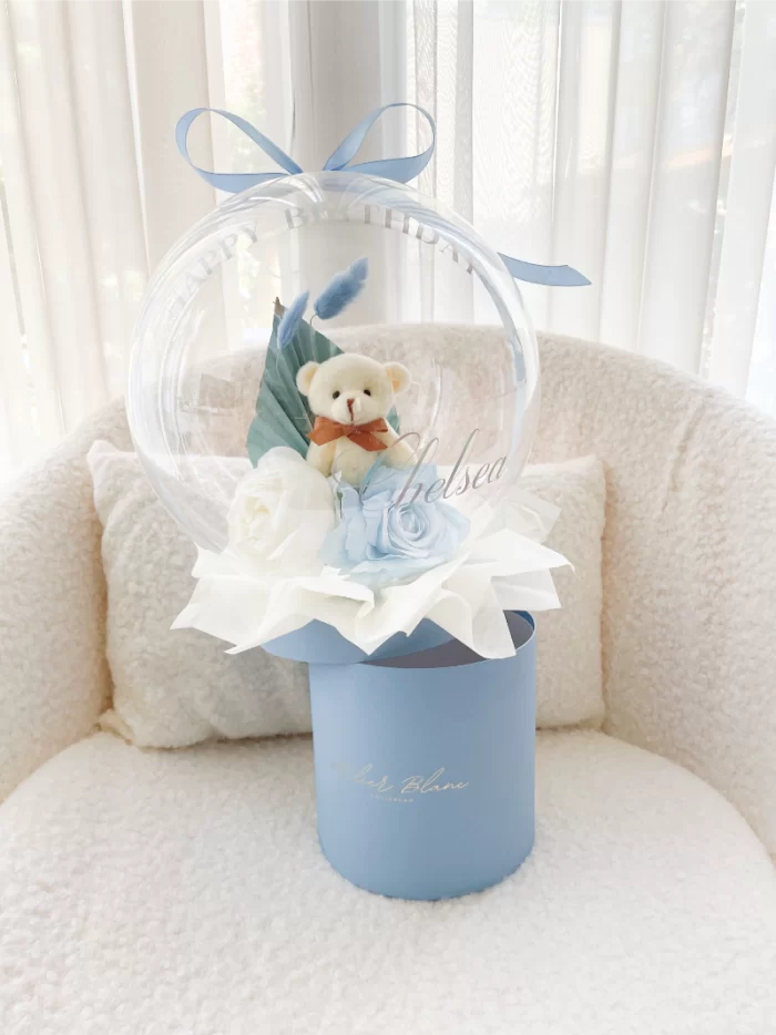 Bear Balloon Gift Box Blauw