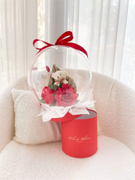 Bear Balloon Gift Box Rood