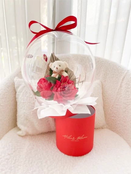 Bear Balloon Gift Box Rood