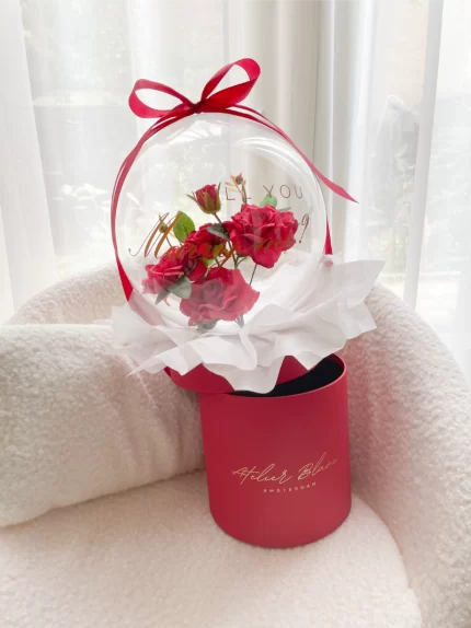 Flower Balloon Gift Box Large Rood