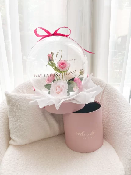 Flower Balloon Gift Box Large Roze