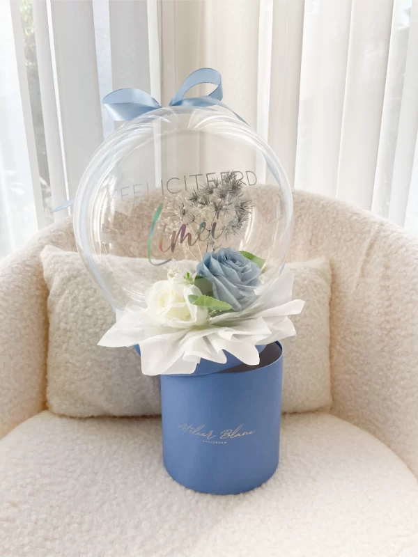 Flower Balloon Gift Box Small Blauw