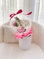 Flower Balloon Gift Box Small Pioen Donkerroze