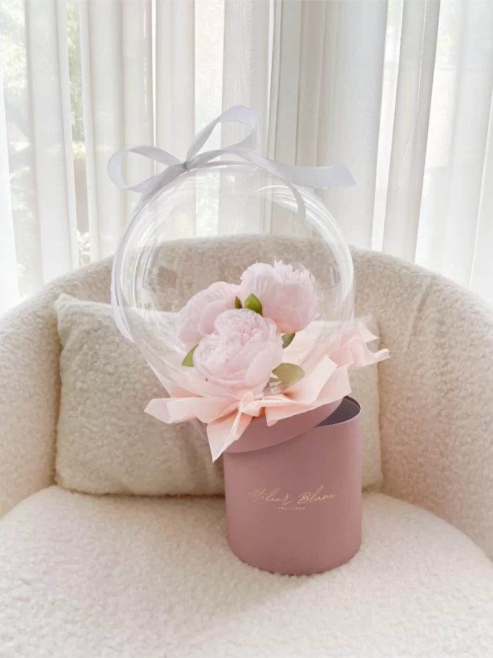 Flower Balloon Gift Box Small Pioen Lichtroze