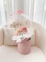 Flower Balloon Gift Box Small Roze