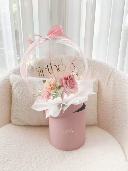 Flower Balloon Gift Box Small Roze