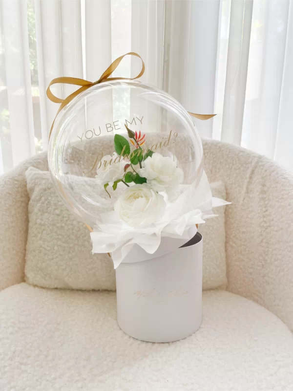 Flower Balloon Gift Box Small Wit