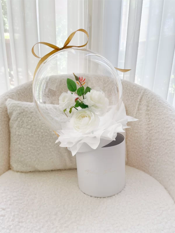 Flower Balloon Gift Box Small Wit