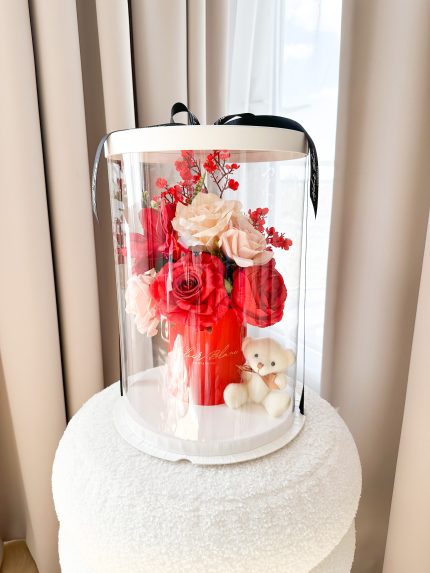 Flower Transparent Box Moederdag Rood Mix