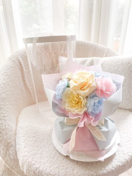 Flower Bouquet Transparent Box Pastel Mix